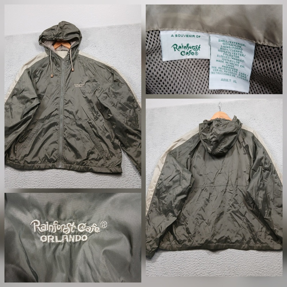 Rainforest Cafe Orlando Adult XL Green Souvenir Windbreaker Jacket